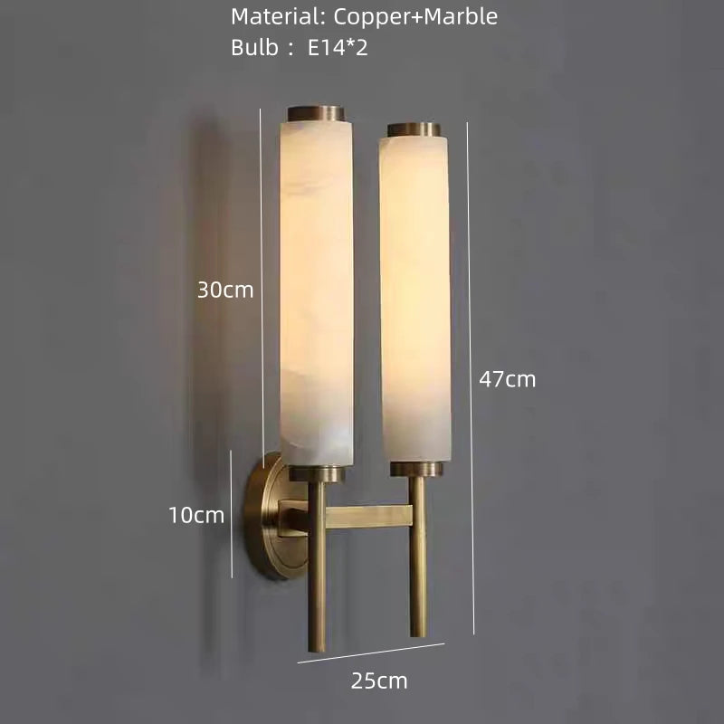 Spanish Marble LED Wall Lamp Black Gold Copper Sconce Living Room Bedroom Bathroom Foyer TV Background Lighting Fixture