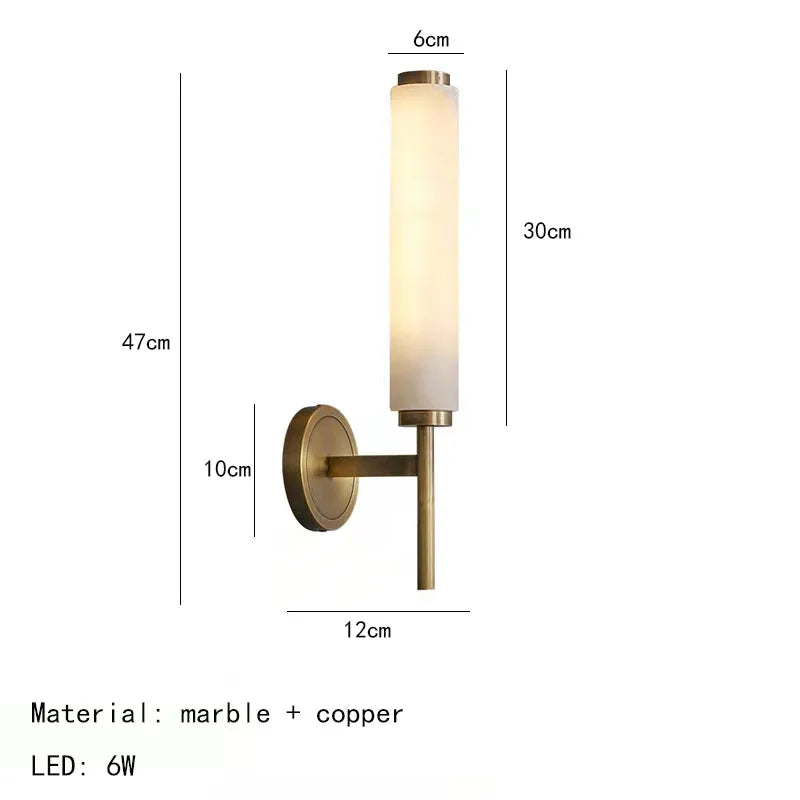 Spanish Marble LED Wall Lamp Black Gold Copper Sconce Living Room Bedroom Bathroom Foyer TV Background Lighting Fixture