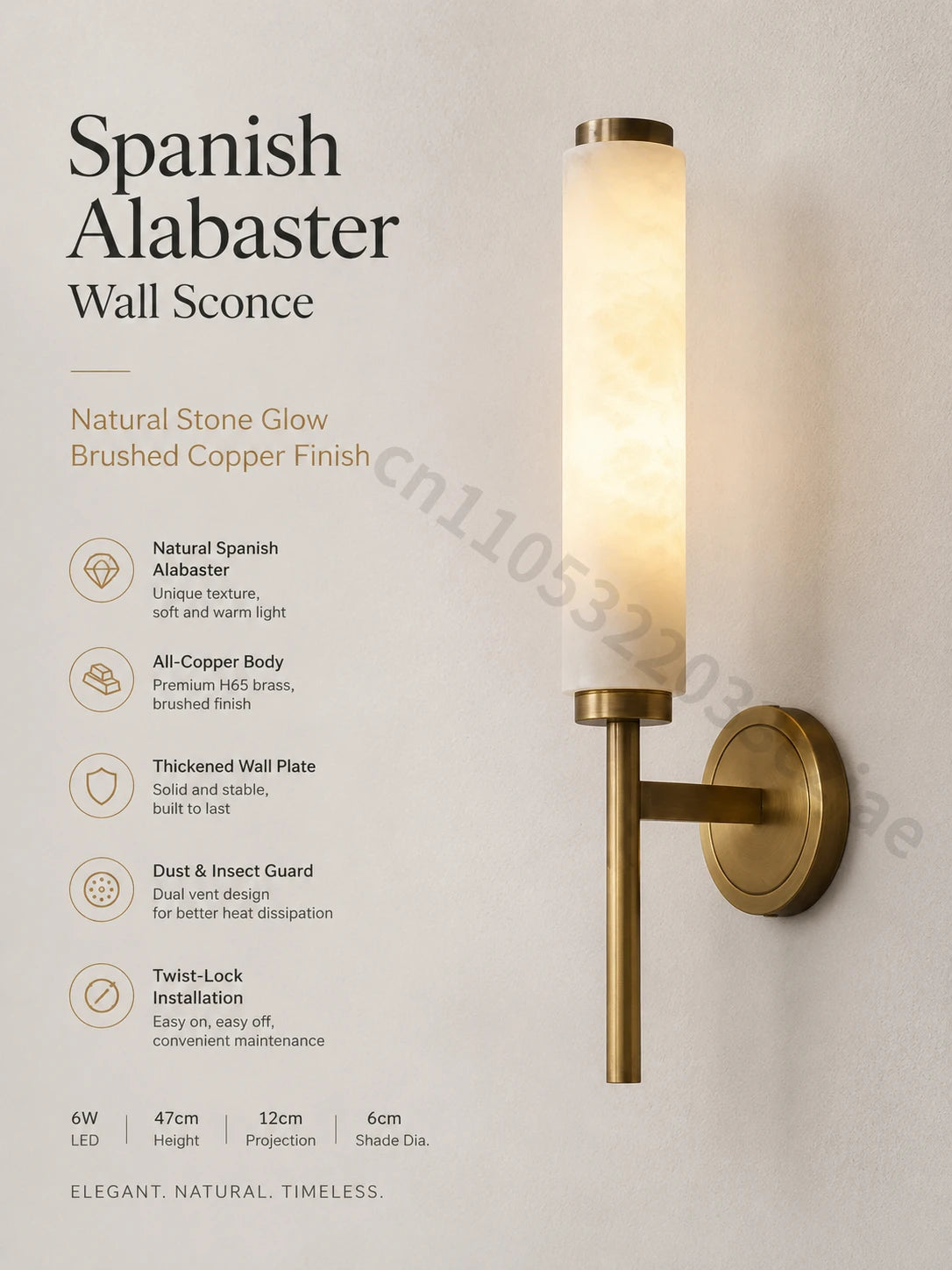 Spanish Marble LED Wall Lamp Black Gold Copper Sconce Living Room Bedroom Bathroom Foyer TV Background Lighting Fixture